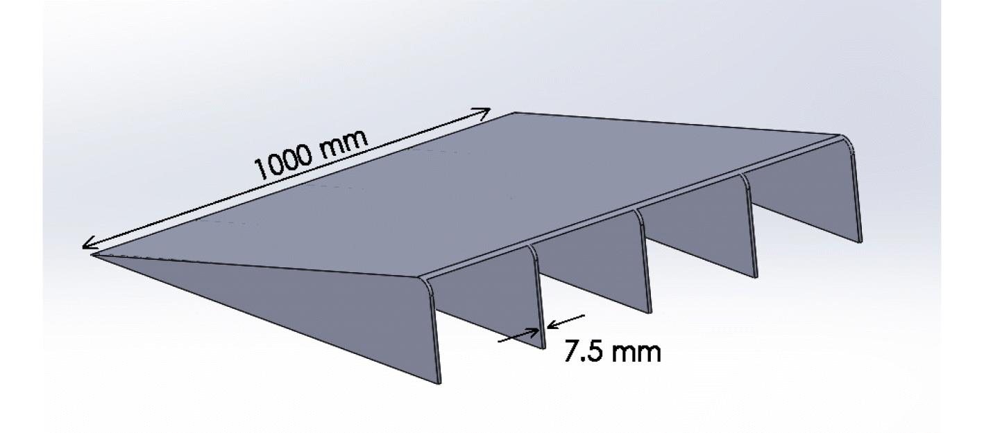 Diffuser part — 1000 mm long, 17°, 7.5 mm blades